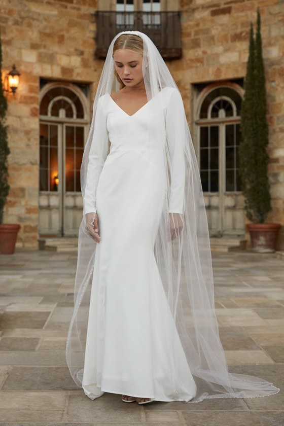 White Maxi Dress - Long Sleeve Wedding ...